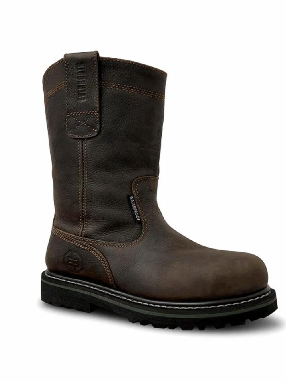 EVER BOOTS Men's Wellington Steel Toe Waterproof Size 13M In Dark Brown